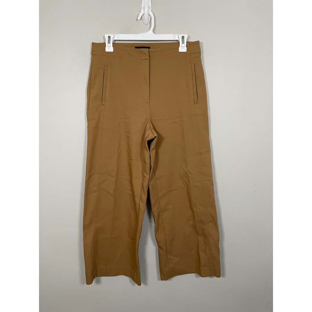 Ann Taylor Wide Leg Cropped Pants in Tan Size 6 Curvy Classic Minimalist Career